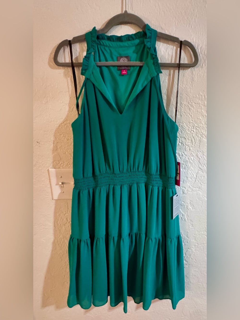 Vince Camuto Emerald Green Sleeveless Tiered Dress